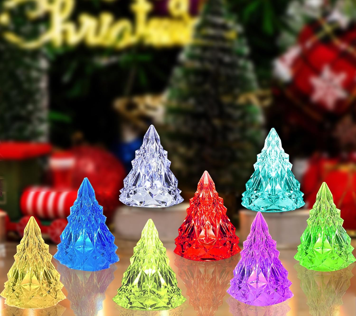 LAIAMER 12PCS LED Mini Xmas Night Light Christmas Ornaments