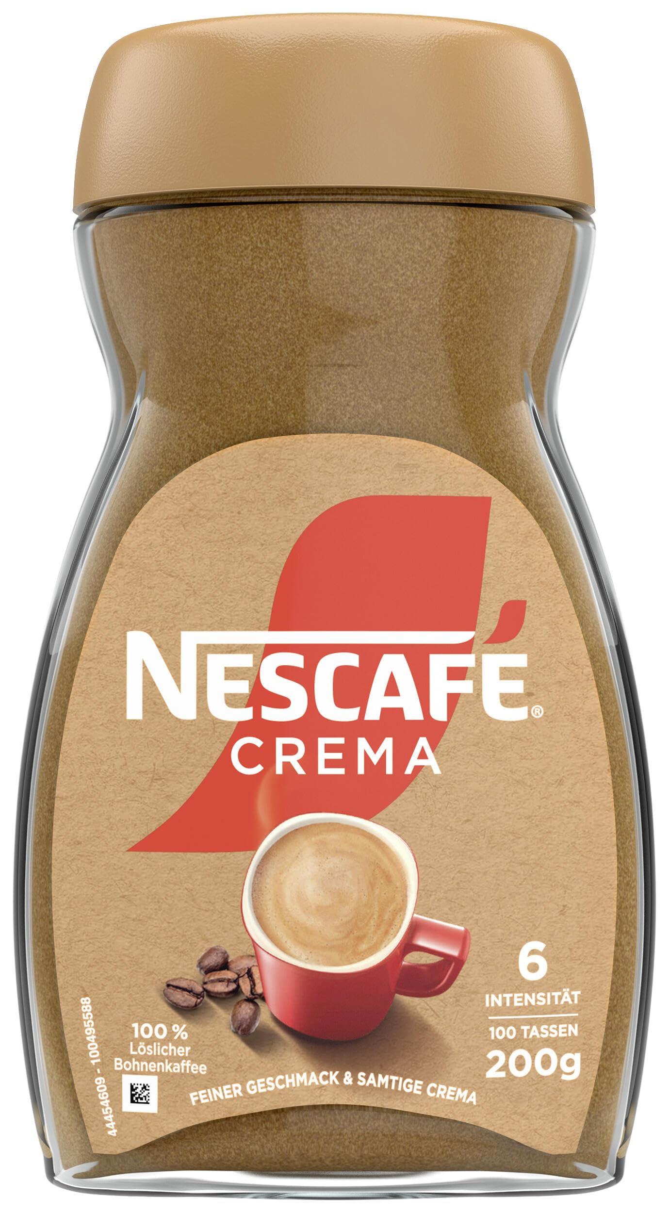 NESCAFE NESCAFÉ CLASSIC Crema, löslicher Bohnenkaffee aus mitteldunkel gerösteten Kaffeebohnen, kräftiger Instant-Kaffee mit samtiger Crema, koffeinhaltig, 1er Pack, 200g