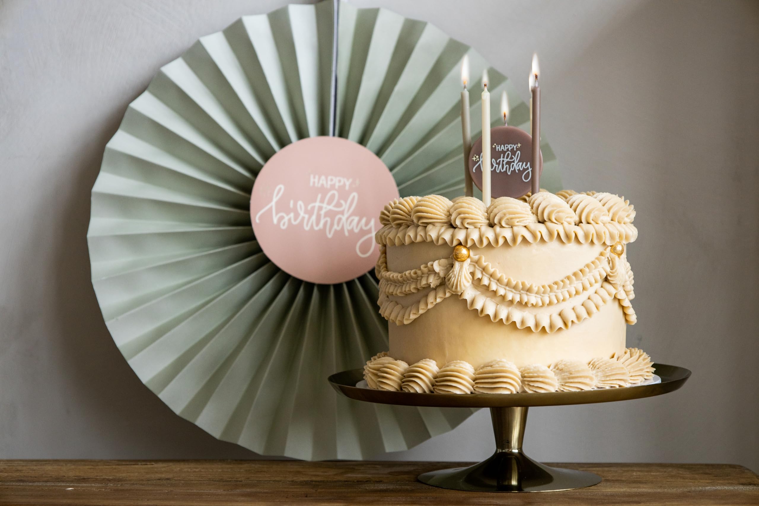 Folat 68691 Decorazione di compleanno Nero, Crema, Champagne Oro - Set candele - Crème Noir - 9,5 cm - 11 pezzi - Una decorazione di buon compleanno elegante e adorabile