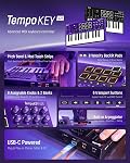 Synido 25 Key USB MIDI Keyboard Controller with Drum Pads, Professional Mini Midi Keyboard with OLED Screen, Beat Maker Machine for Music Production, Purple, TempoKEY K25
