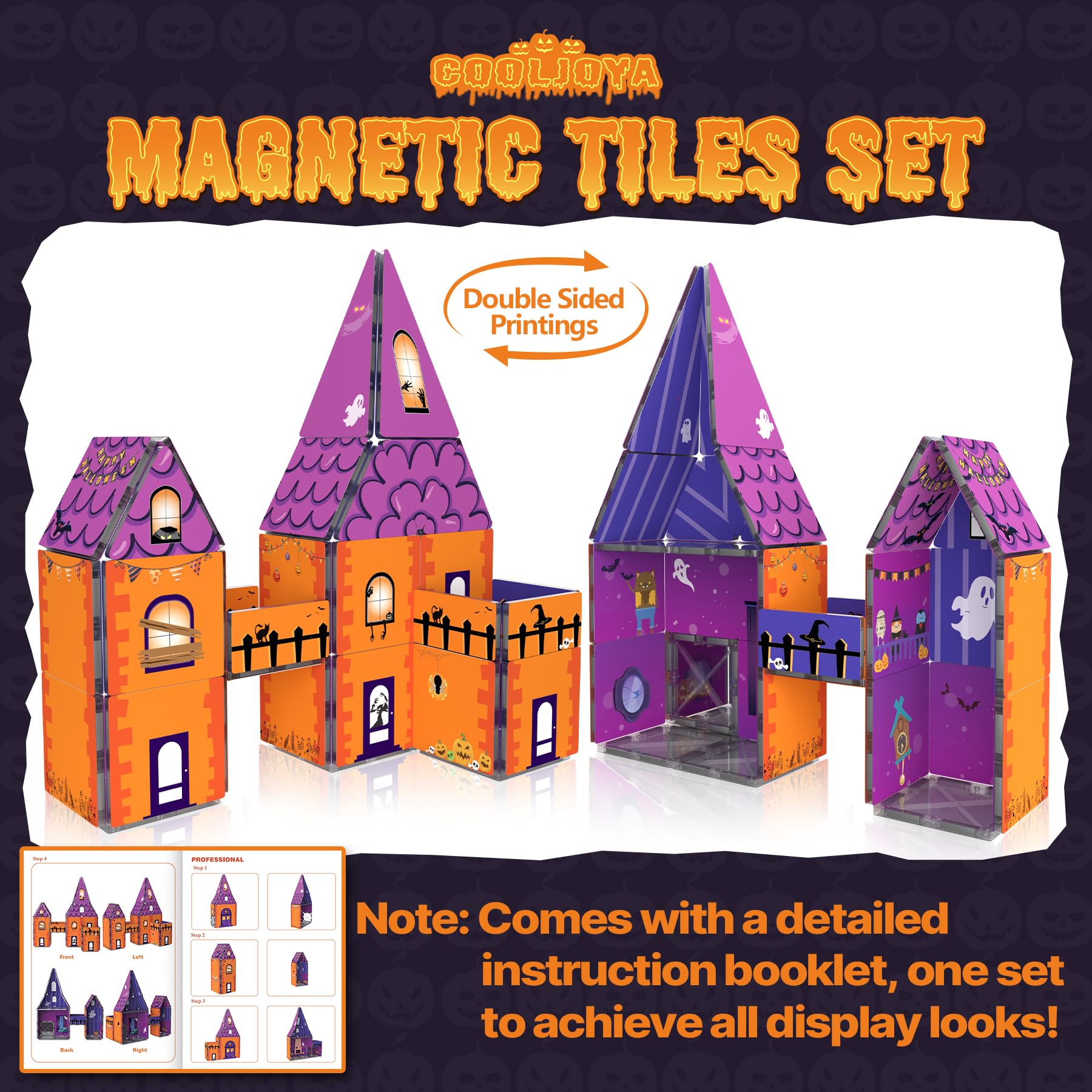 COOLJOYA Halloween Costruzioni Magnetiche 2 3 4 Anni, Halloween Decorazioni Colorati Costruzioni per Bambini 2 3 4 Anni, Magneti Bambini Decorazioni Halloween, Bambini Bambina 3 4 5 6 7 Anni