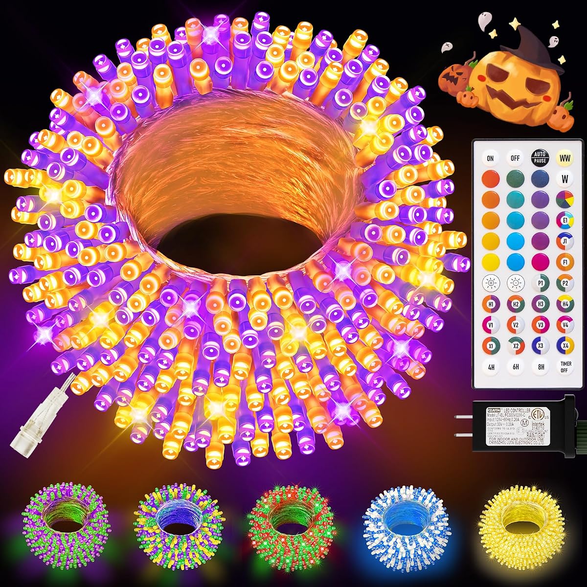 LitHome Color Changing Christmas String Lights Connectable, 66Ft 200 LED | 35 Colors Halloween String Lights Outdoor with Remote,Twinkle Light Plug In for Indoor Bedroom Party Xmas Tree Decor