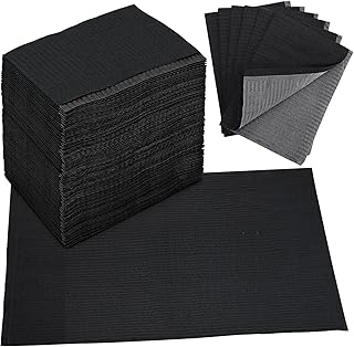 JEFHOMKIT 125 Pack Black Dental Bibs,3 Ply Disposable Dental Bibs Sheets Cloths,Waterproof Tattoo Bib Table Covers for Tattoo Table Dentist Salon Tray Dental Tray Covers,Patient Bibs 13