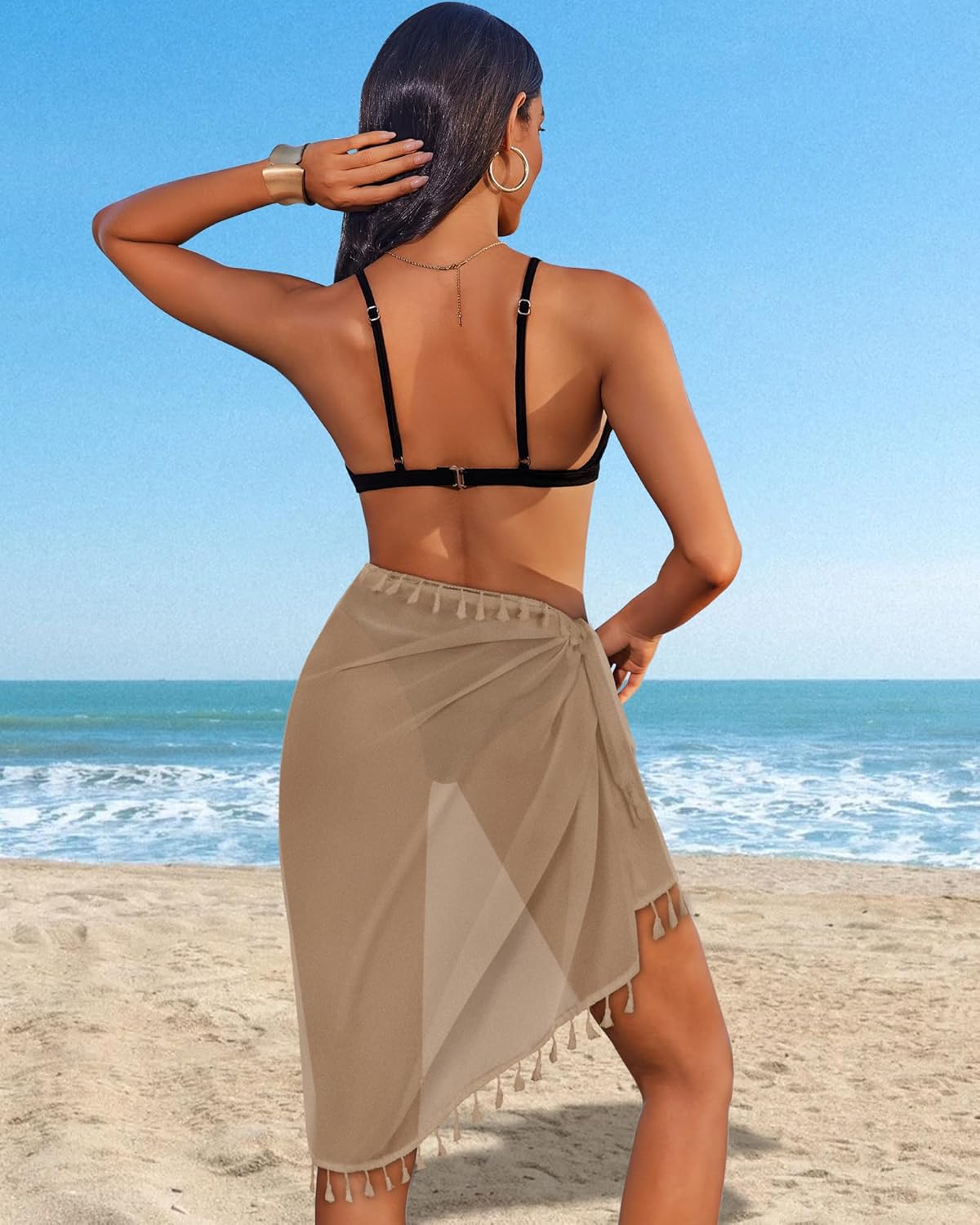 CHICGAL Women Beach Sarong Wraps with Tassels Swimsuit Coverup Summer Bathing Suit Cover Up Casual Swimwear - Image 6