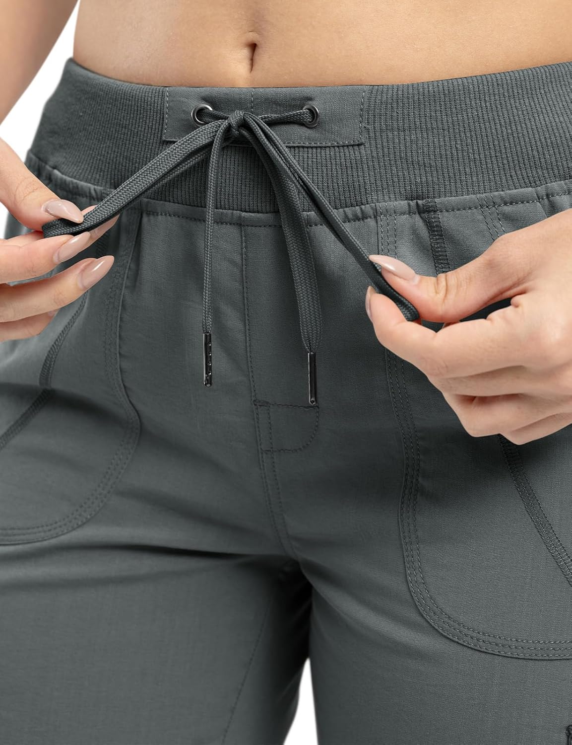 TBMPOY Womens Cargo Capris Lightweight Hiking Pants 6 Pockets Quick Dry Casual Outdoor Trip Loose Shorts Cropped Cotton - Image 5