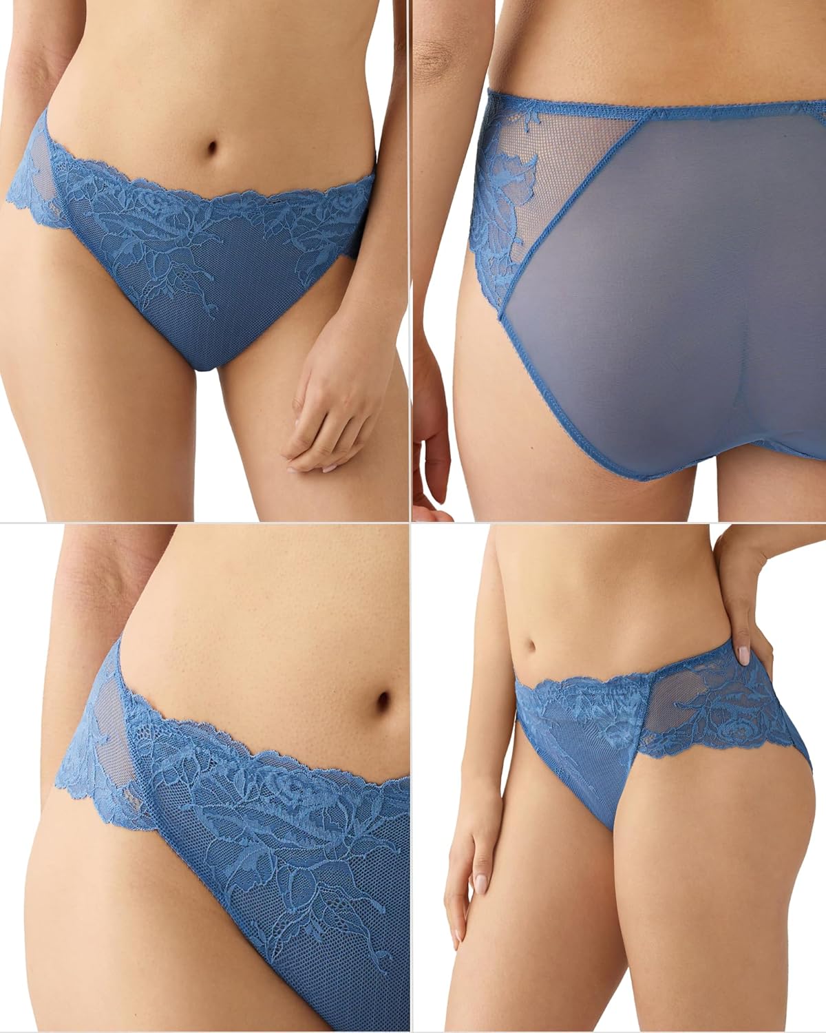 Wacoal womens Vivid Attraction Lace Mesh Back Full Coverage Hi-cut Brief Panty, 841384 - Image 3