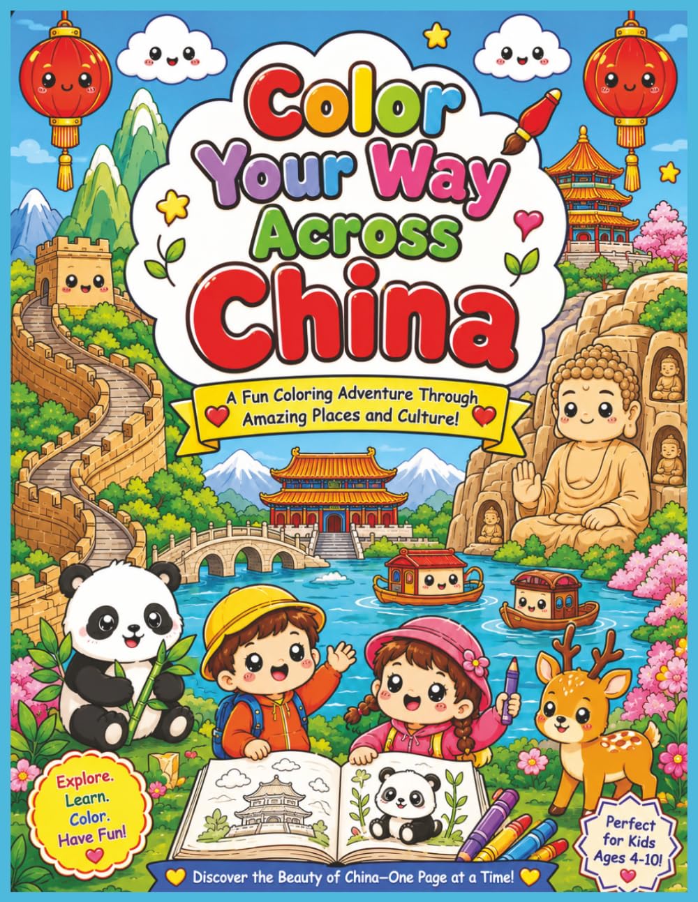 Color Your Way Across China: Explore Famous Landmarks, Cute Animals, and Chinese Traditions