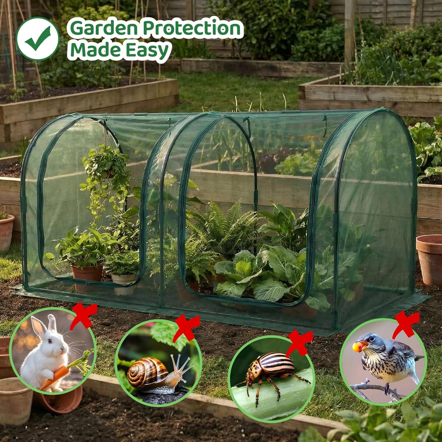 Plant Netting Cover 98"x49"x49" Tunnel Cover Tall Crop Cage Netting for Garden Protection for Vegetables Fruits,Garden Bed Cover for Plant and Animal