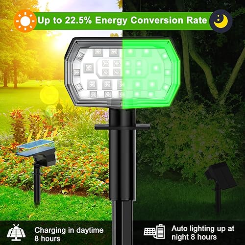 Miniatura 4 de LANSOW Focos solares para exteriores que cambian de color, 7 modos8 unidades Focos de paisaje de Navidad, luces solares impermeables para