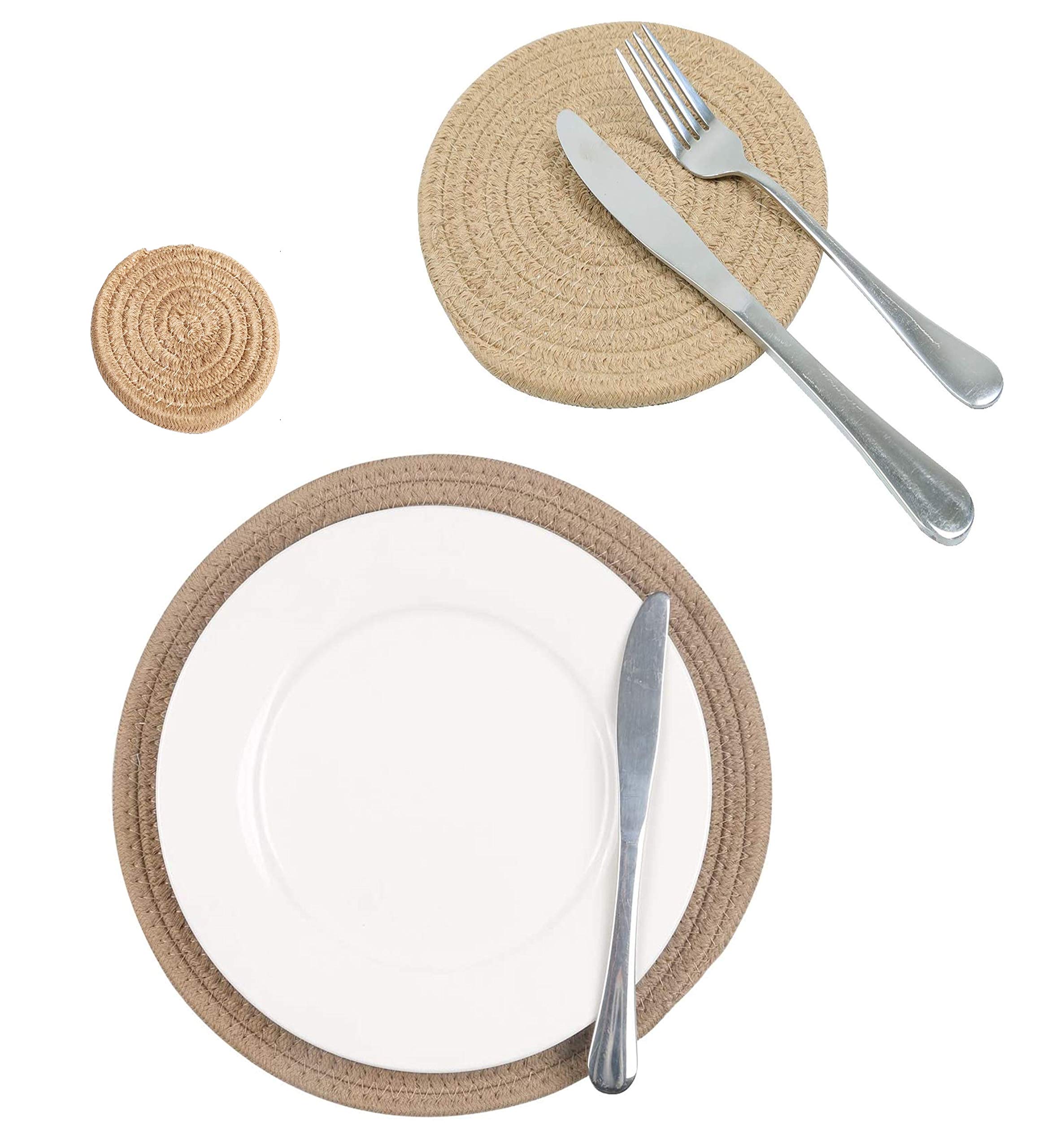 PartyStuff Jute Hand Braided Rustic Vintage Tea Coaster for Dining Table, Bedside Table, Tea Coaster, Chatni mat, Decoration mat (Round, Pack of 6, 4x4 inches, Beige) (B08JHQZ18P) Amazon Price History, Amazon Price Tracker