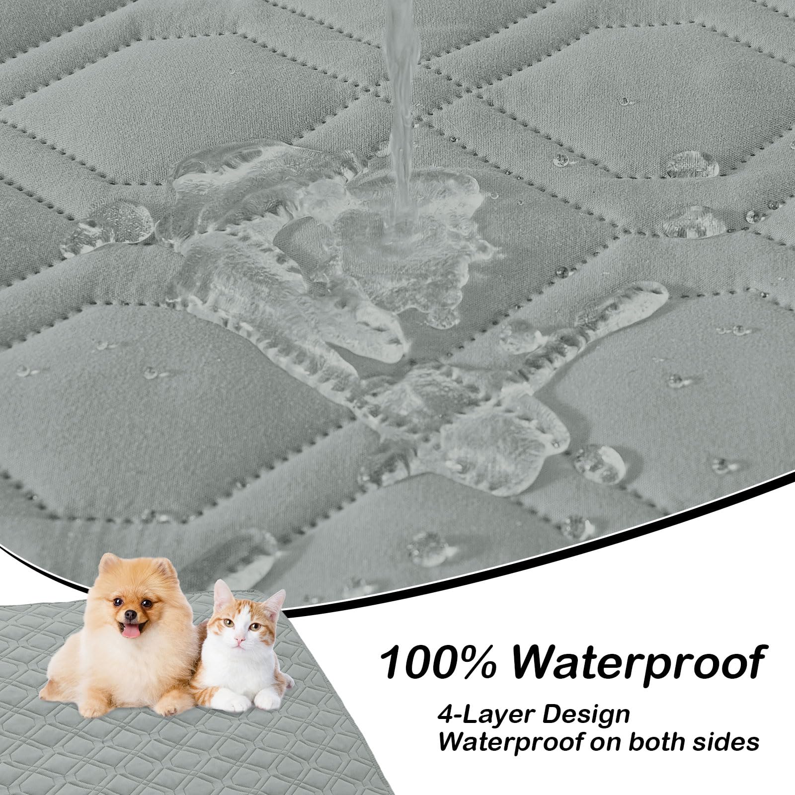 Homaxy Couverture imperméable pour chien - Lavable - Couverture réversible - Douce - Pour canapé, lit, les déplacements - 203 x 208 cm - Gris + gris foncé