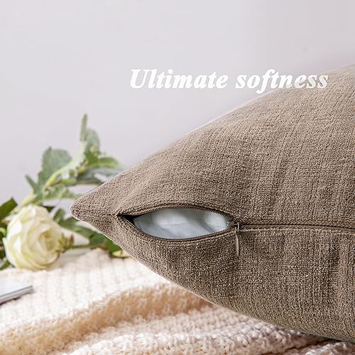 Miniatura 6 de GAWAMAY Decorative Square Throw Pillow Covers Set of 2, Super Soft Chenille Farmhouse Fall Pillowcase for Living Room Bedroom Sofa Couch Home Gris