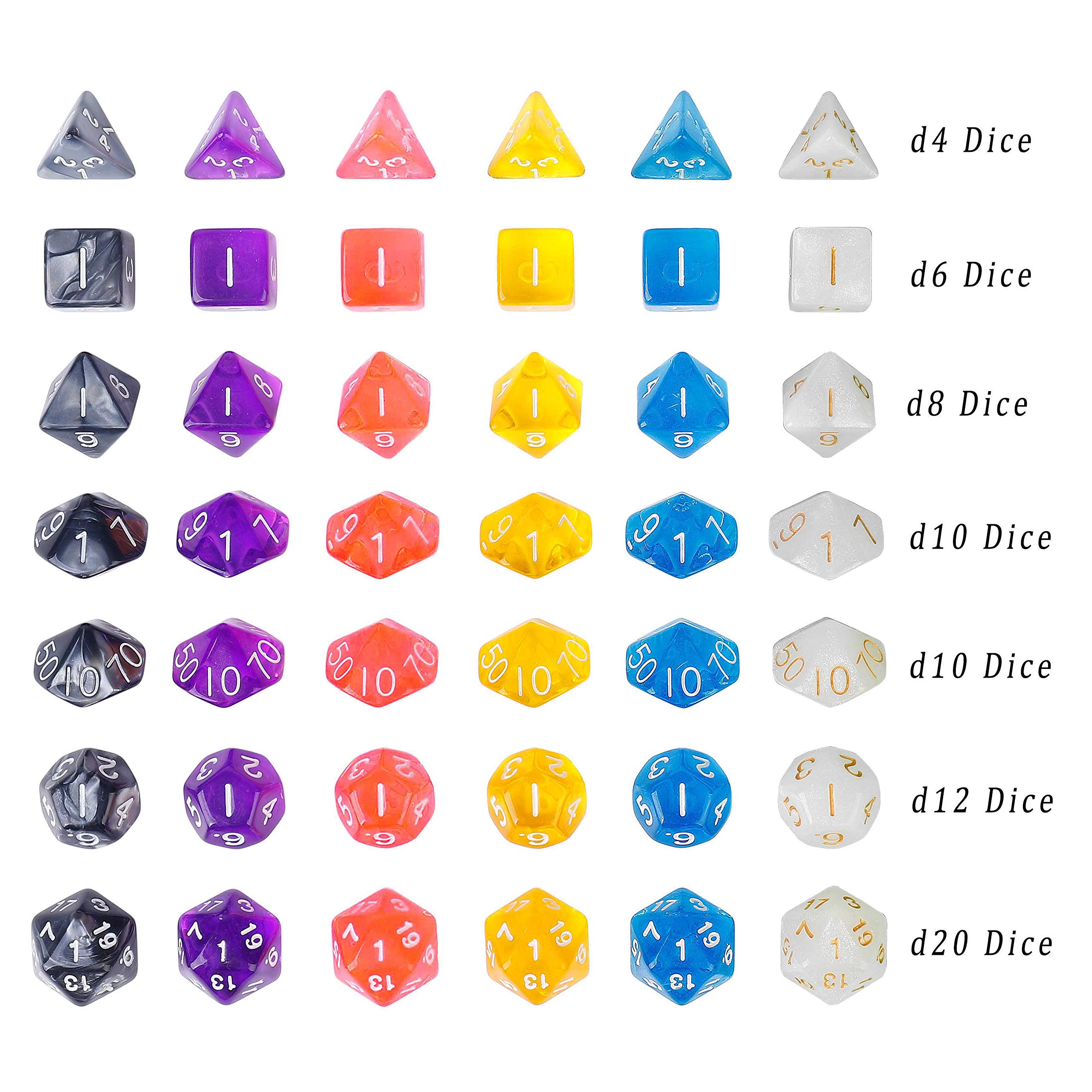 Dadi Poliedrici Dadi da Gioco 42 Pezzi per RPG Dungeons e Dragons Pathfinder Gioco da Tavolo with 6 Velluto Borse