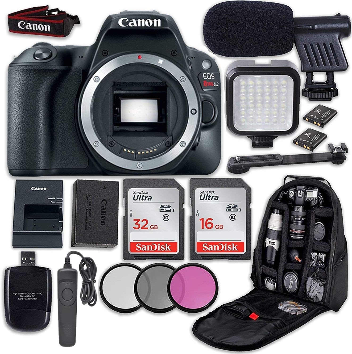 Cámara Canon EOS Rebel SL2 DSLR Body Only con Accesorios miniatura 1