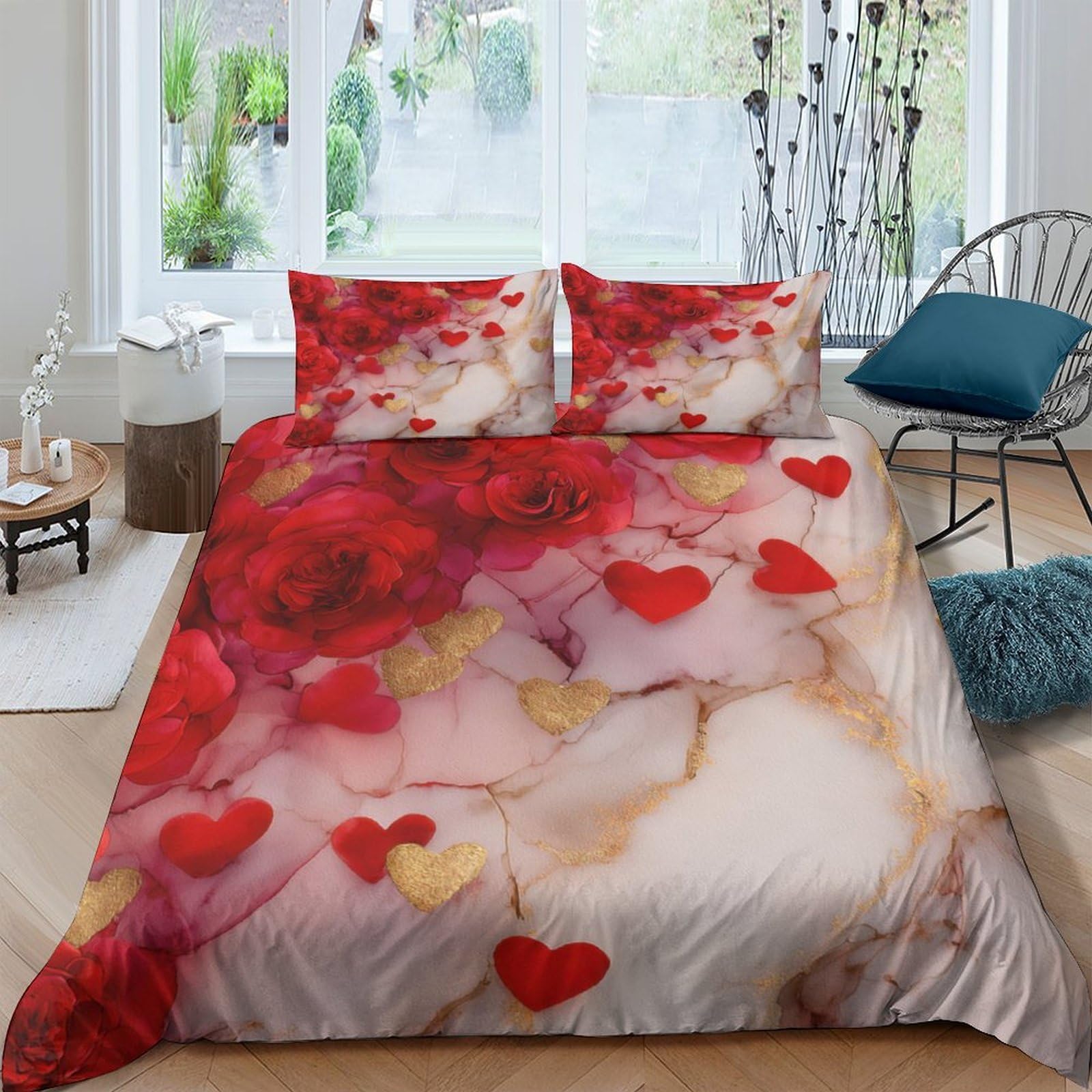 Housse de couette respirante 3D cœur en microfibre pour en finir avec les nuits froides