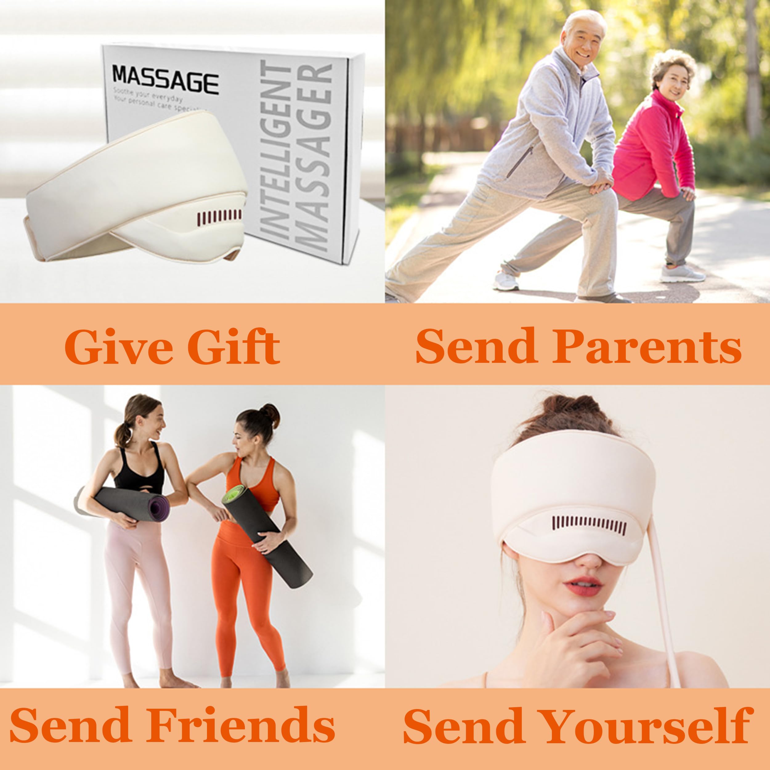 Masajeador de Cabeza Eléctrico para la Cabeza, con Calor, 3 Modos, Diseñado para Aliviar,los Dolores de Cabeza,y el Estrés,Cuenta con Una Función de Masaje, Offwhite