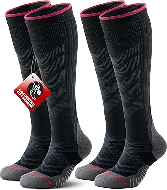 RUIXUE Compression Socks for Women Men 2 Pairs, 15-20mmHg Graduated Circulation Support for Flying, Nurses, Athletic, Travel