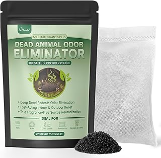 Dead Rodent Smell Absorber, Strong Odor Control for Hidden Spaces– Natural Mineral Formula for Walls, Attics, Crawl Spaces, Ducts, Fragrance-Free & Reusable, Covers 375 Sq Ft– No Harsh Chemicals