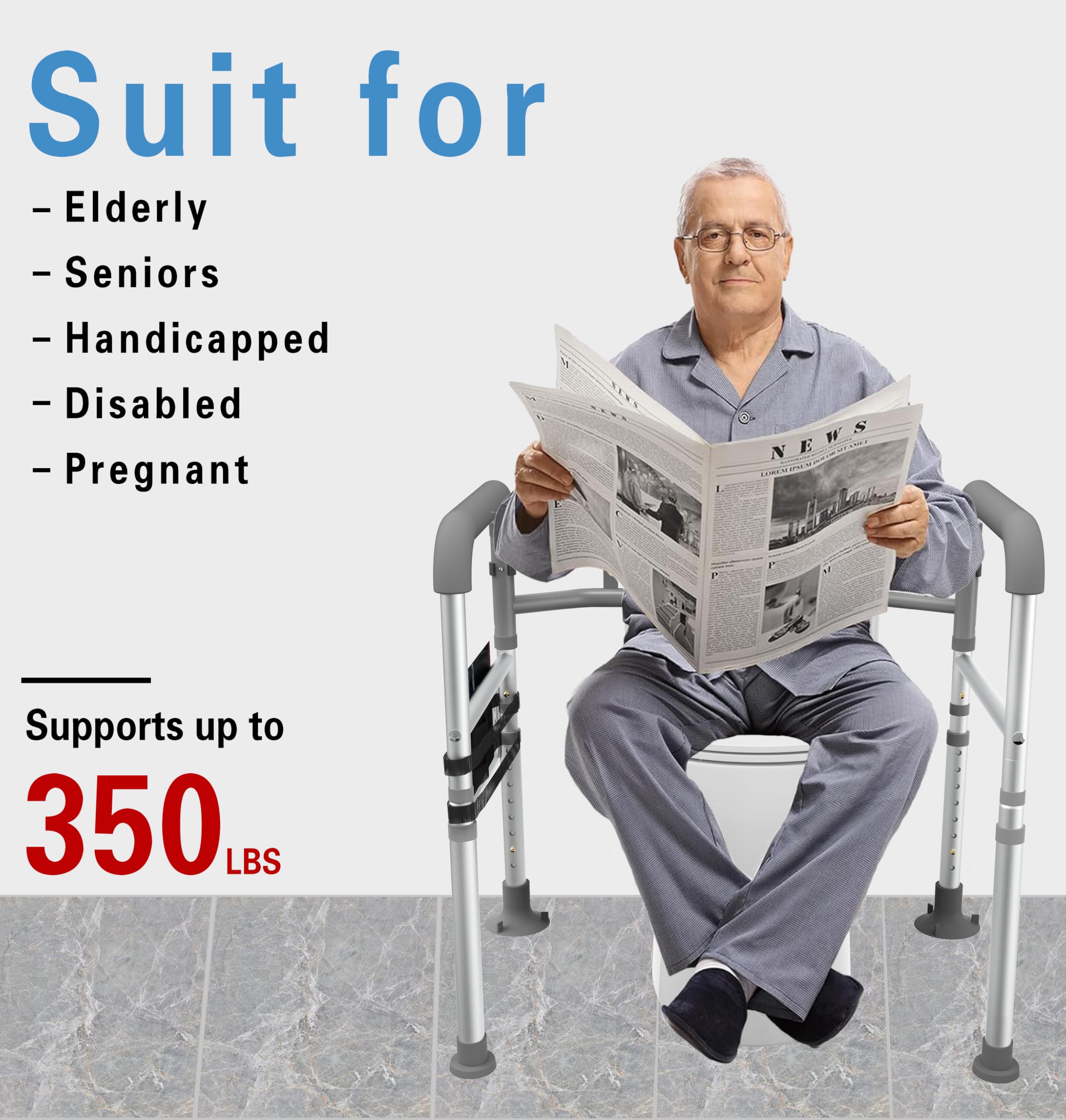 Snapklik.com : Delog Toilet Safety Rails 350 Lb FSA/HSA Eligible Height ...