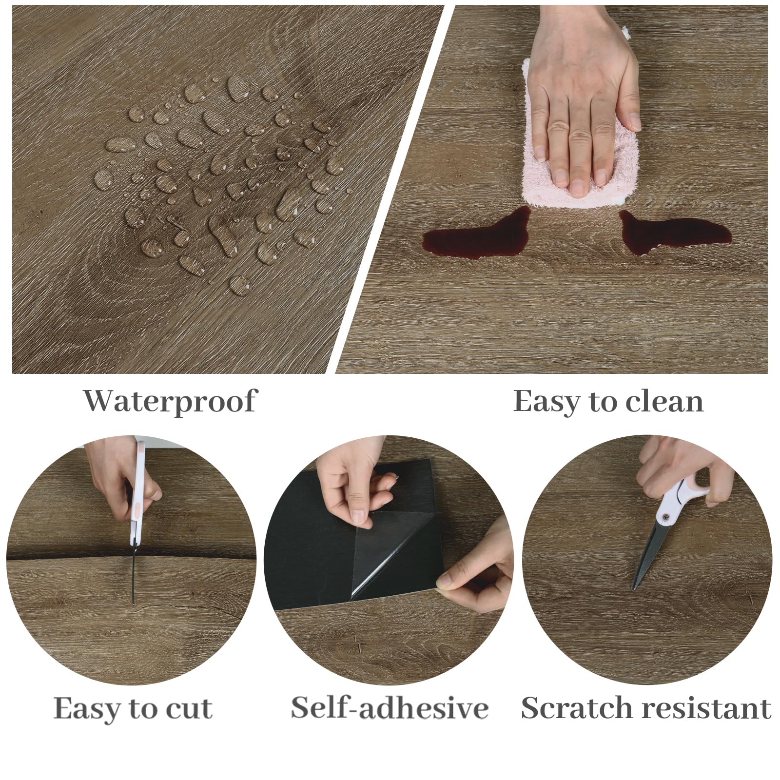 VaryPaper Pavimento PVC Incastro Piastrelle Adesive Pavimento Effetto Legno Marrone 90cmx15cm 20 Pezzi Listoni Finto Parquet Legno Laminato Pavimento Incastro Mattonelle Adesive Cucina Soggiorno Scale