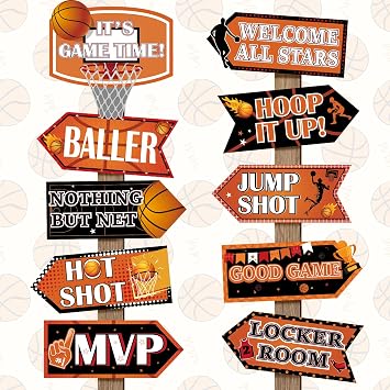 Hooqict 20 Pieces Basketball Party Decorations Basketball Party Sign Basketball Themed Party Directional Signs Welcome Sign for Basketball Party Supplies Boys Sports Birthday Party Decorations