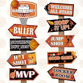 Hooqict 20 Pieces Basketball Party Decorations Basketball Party Sign Basketball Themed Party Directional Signs Welcome Sign for Basketball Party Supplies Boys Sports Birthday Party Decorations