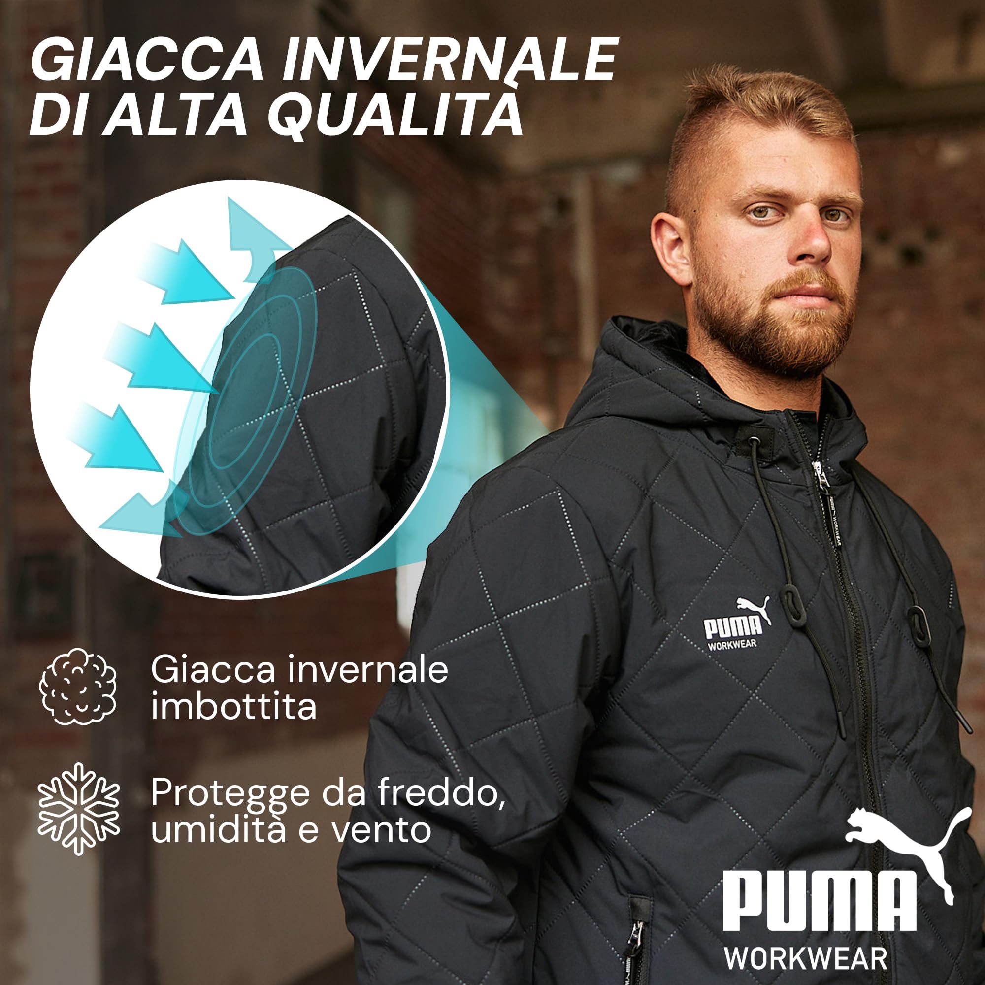 PUMA WORK WEAR Giacca da Lavoro con Cappuccio - Giacca Invernale - Isolante, Traspirante e Idrorepellente