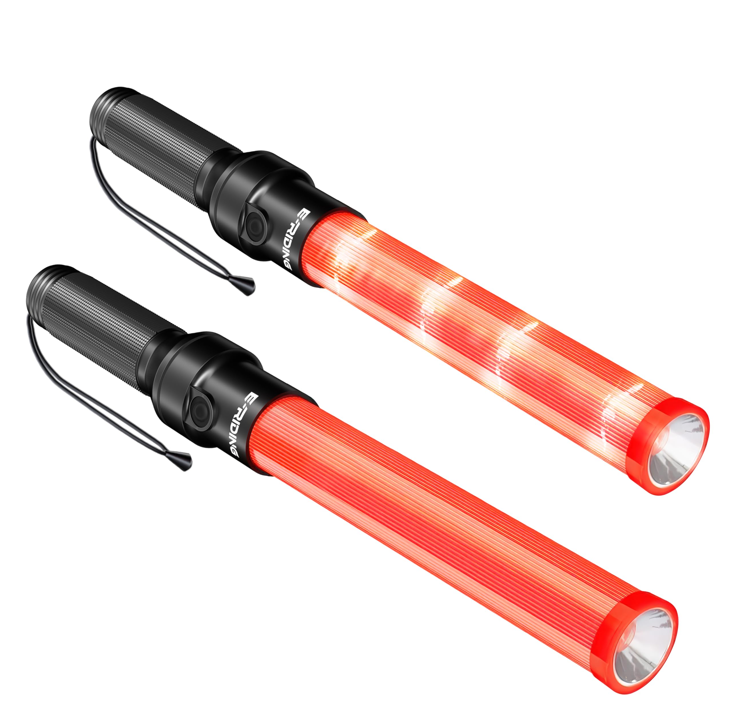 2 Pieces 16 Inch Signal Traffic Wand, Traffic Control Wand with White LED on Top, Safety Traffic Baton Light for Parking Guides Outdoor Camping