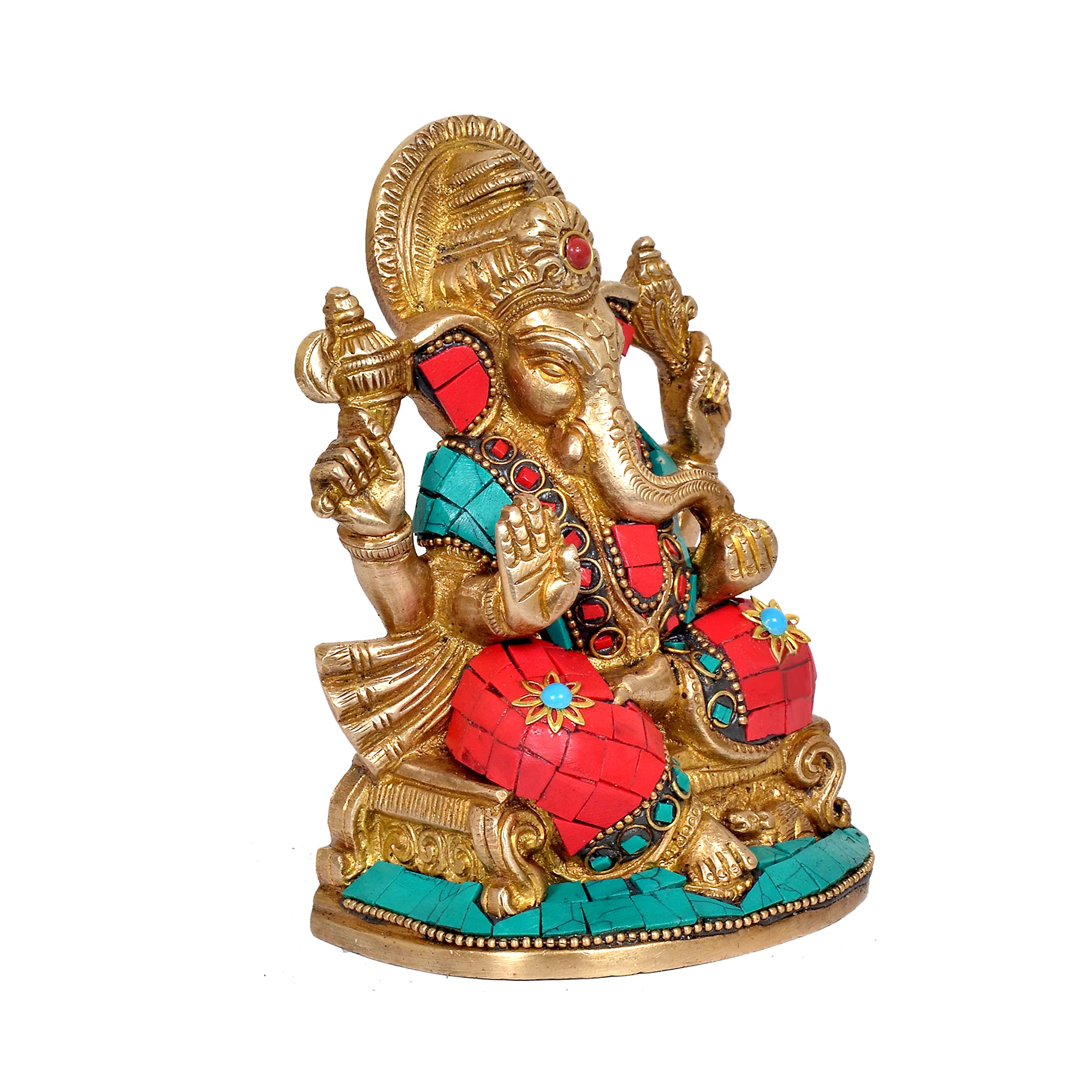 Dattatreya Idolo Ganesh per la decorazione della casa | Ganesh Idolo da regalo | Idolo di Dio per cruscotto auto | Ganpati Murti | in ottone (altezza 12,7 cm)