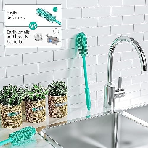 Miniatura 4 de Cepillo de limpieza de botellas de silicona, paquete de 2, cepillo limpiador de botellas de agua de 16 pulgadas de largo para Hydro Flask,