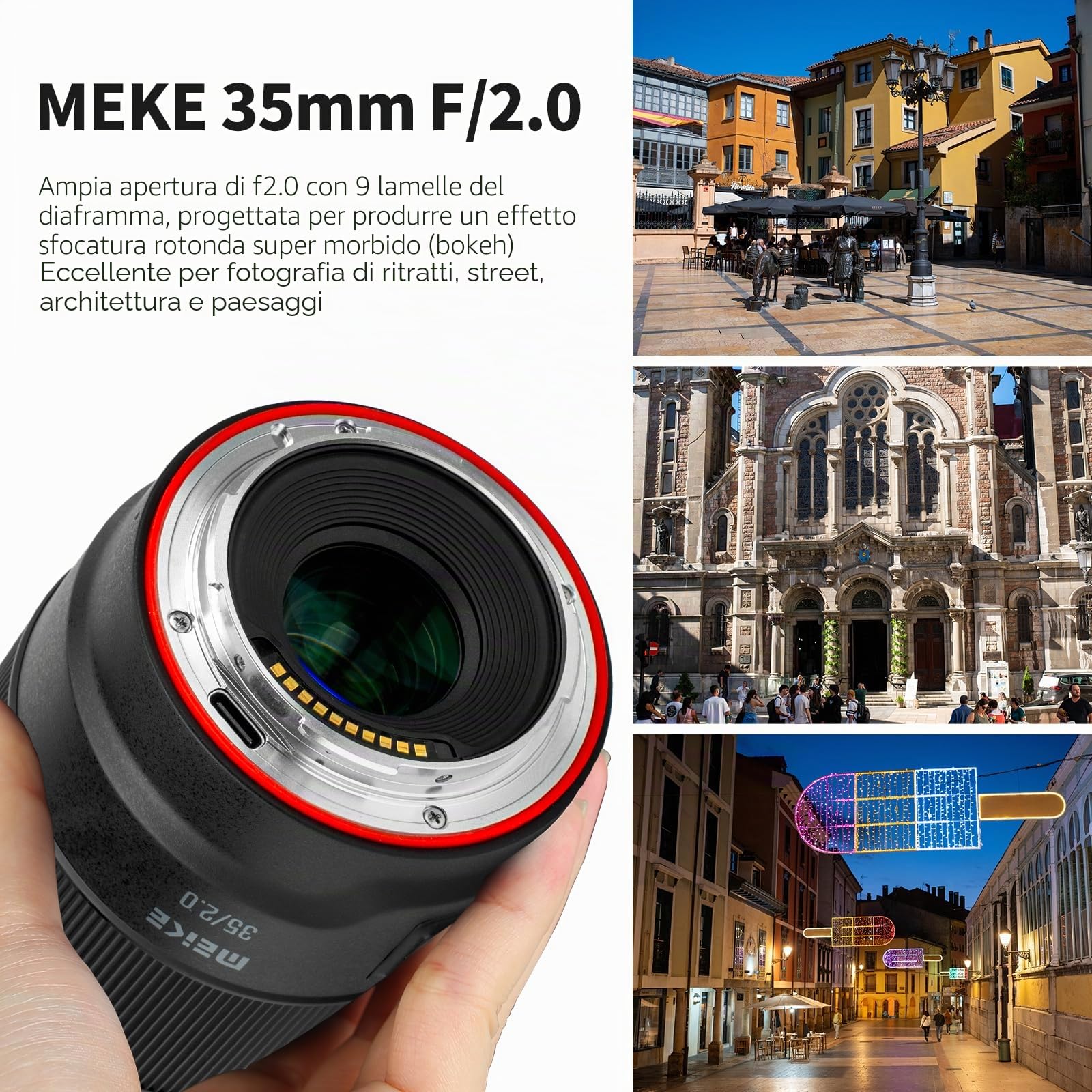 Meike Obiettivo grandangolare F2.0 da 35 mm F2.0 AF STM (motore passo-passo) con messa a fuoco automatica fissa per fotocamere mirrorless Panasonic Lumix Sigma Leica L-Mount S1 S1R S1R II S1H S5 FP SL
