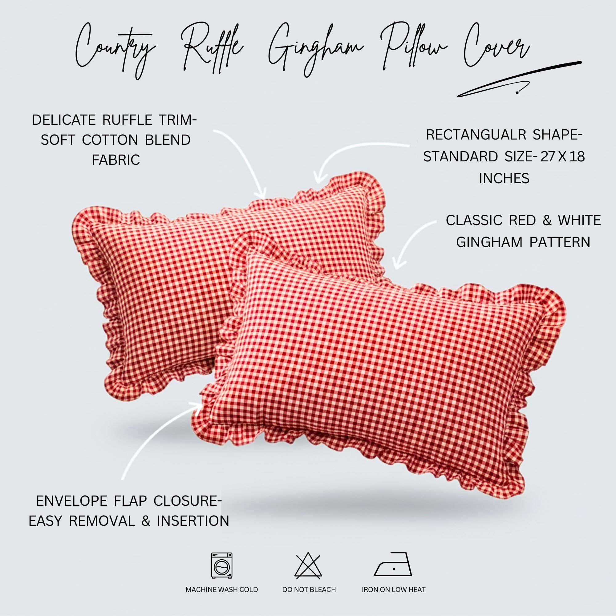 Red Pillow Covers - Set of 2 | Checkered Pillow Cases -4