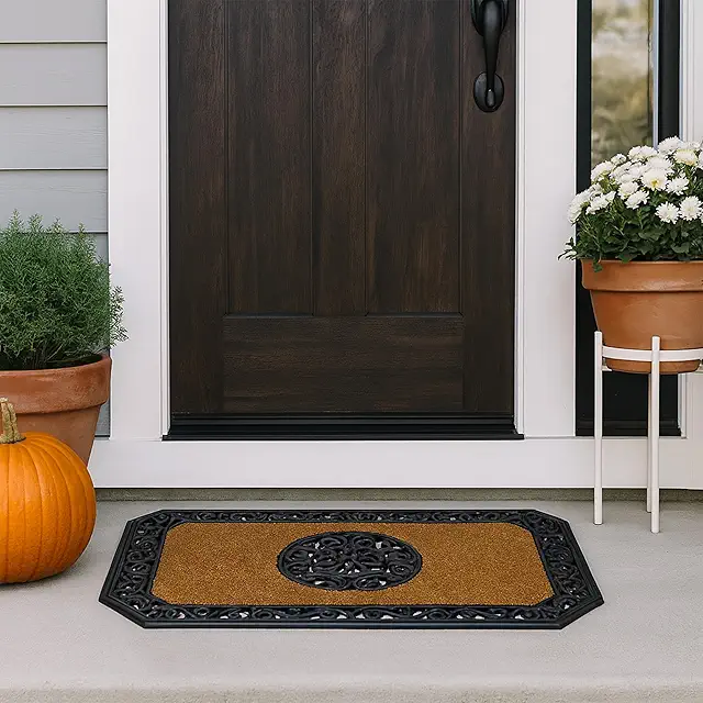 Zerbino Ingresso Elegante Carpido Natural Clean Run 45x75 cm - Tappeto Cocco con Bordo Gomma