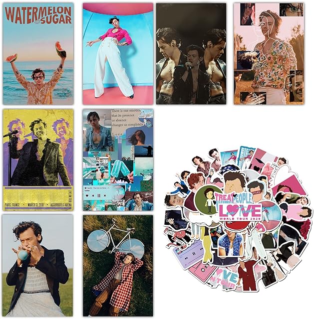 GTOTd Singer Poster Wall Poster 8-Packwith 50 PCS singer stickers  11.5" x 16.5", Unframed Version HD Printing Poster Singer Merch for Decor Wall Art