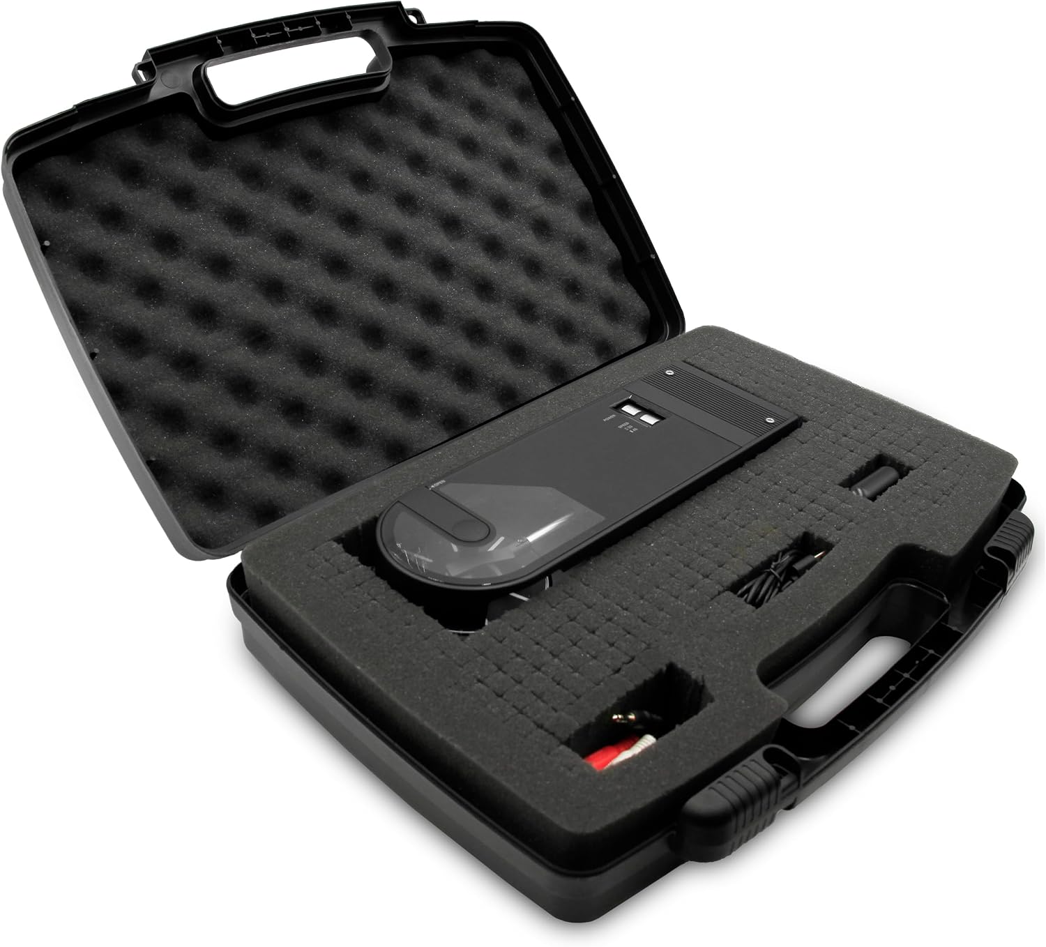CASEMATIX Travel Case Compatible with Audio-technica AT-SB727 Portable Turntable Sound Burger Vinyl Record Player - Includes Customizable Foam Carrying Case Only with Carry Handle