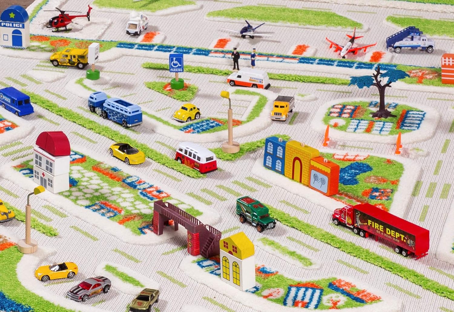 Promo 40% OFF IVI 3D Play Carpets Mini City 59 L x 39 W Educational Toddler Car Mat Rug for Bedroom, Kids Den, or Playroom