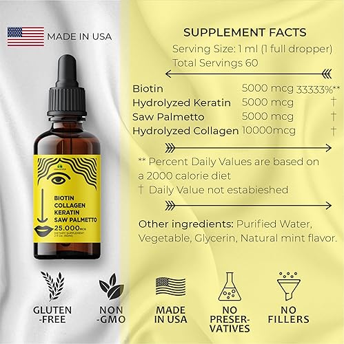 Miniatura 6 de Suplementos de colágeno líquido para mujeres, fórmula integral para el cabello, piel, uñas, suplemento con 10000 mcg de colágeno, 5000 mcg de