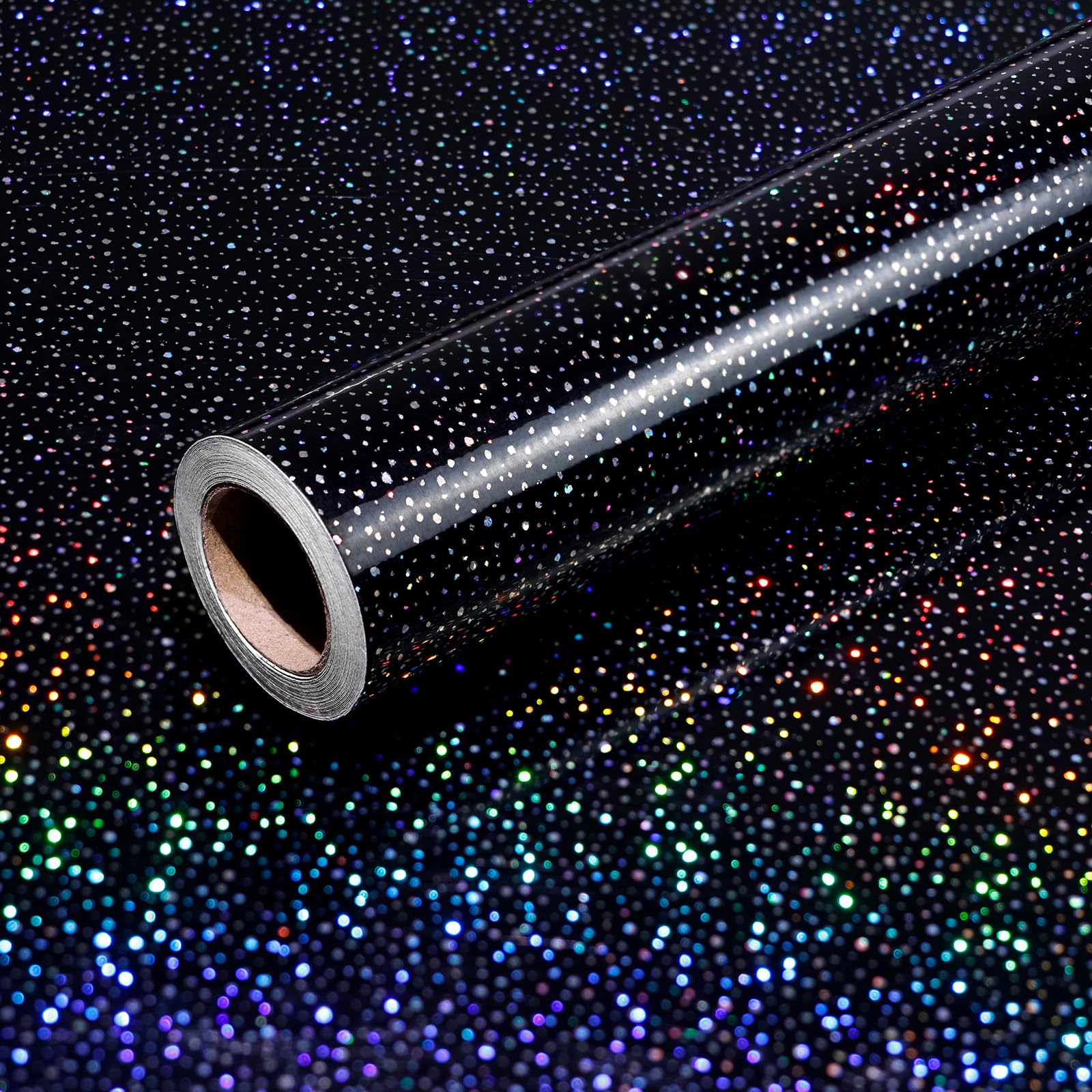 wishFIRE Peel and Stick Wallpaper 40cmx300cm Black Textured Chunky Glitter Wallpaper Contact Paper Waterproof and Removable Livingroom Bedroom Kitchen Cabinet