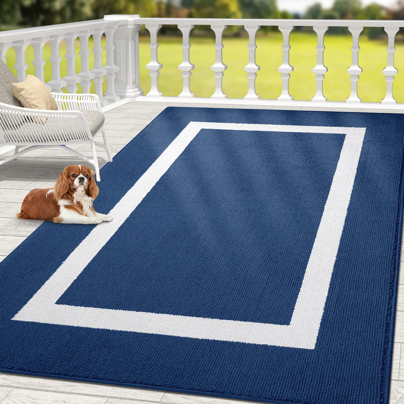 OLANLY Indoor Door Mat, 71x47, Non-Slip Absorbent Resist Dirt Entrance Mat, Washable Low-Profile Inside Entry Doormats for Entryway, Navy