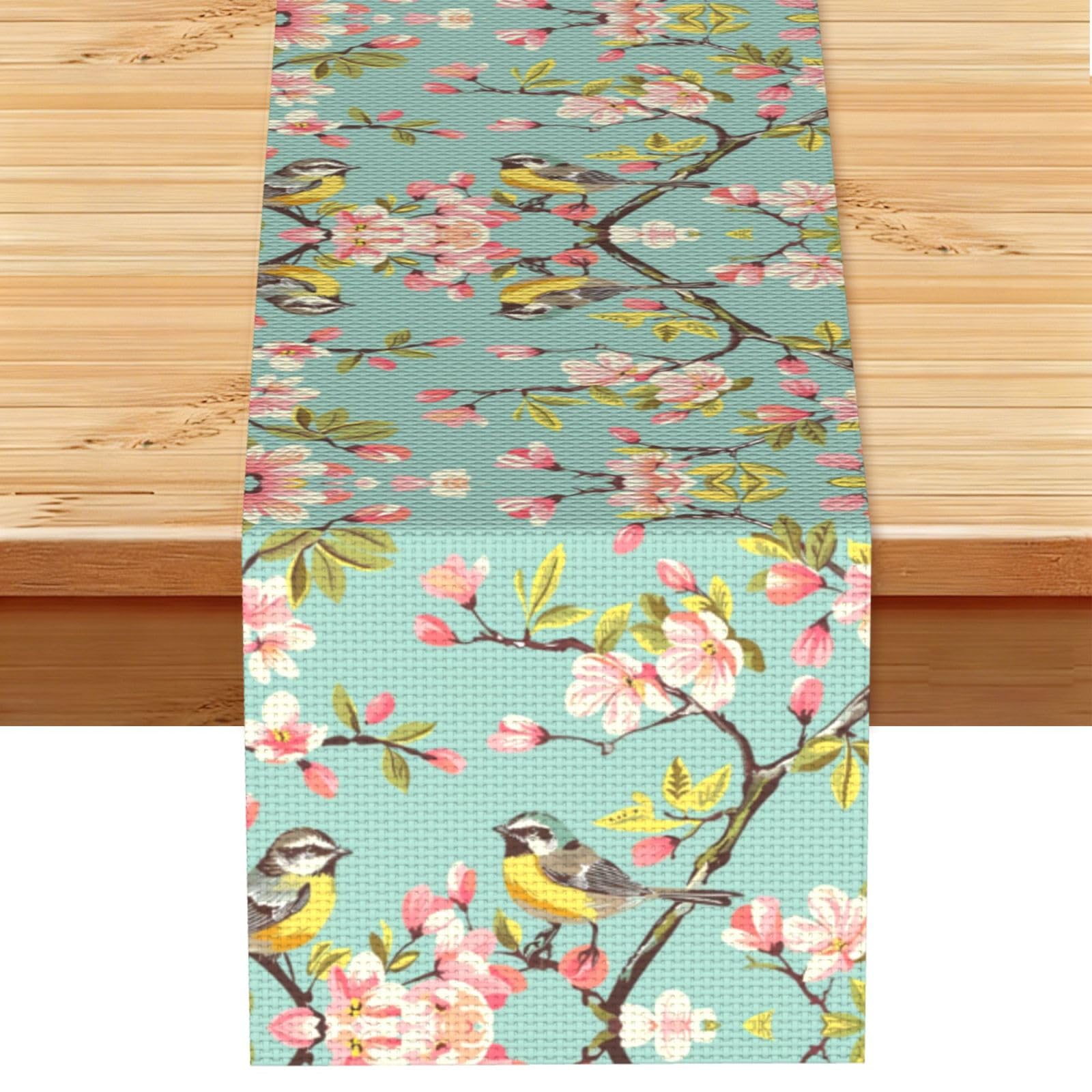 Charming Yellow Bird Printed Table Runner 13 x 72, Wrinkle Resistant Decor for Dining Table Coffee Table Fireplace