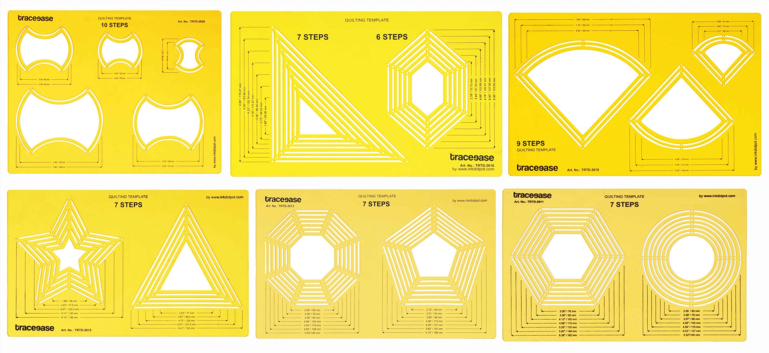 Traceease Modèles De Formes Multi-Motifs Drafting Outils De Rédaction Journal De Bricolage, Kit D'Outils D'Artisanat Scrapbook Pour Bureau Et Ecole Lot De 6 Pc