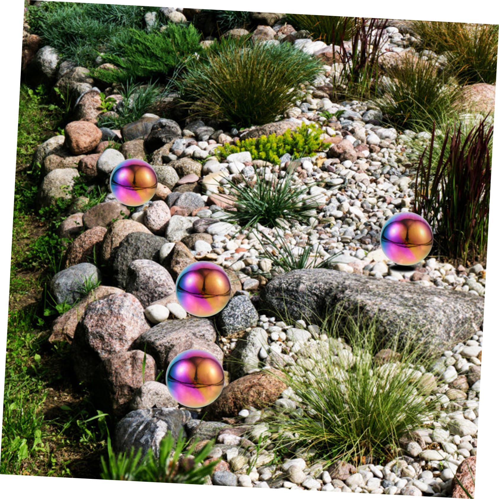Hemobllo Sfera da Giardino in Acciaio Inossidabile 304 Lucida e Resistente, Palla Decorativa Rotonda 5 Pezzi Proprietà Riflettenti per Centrotavola Elegante
