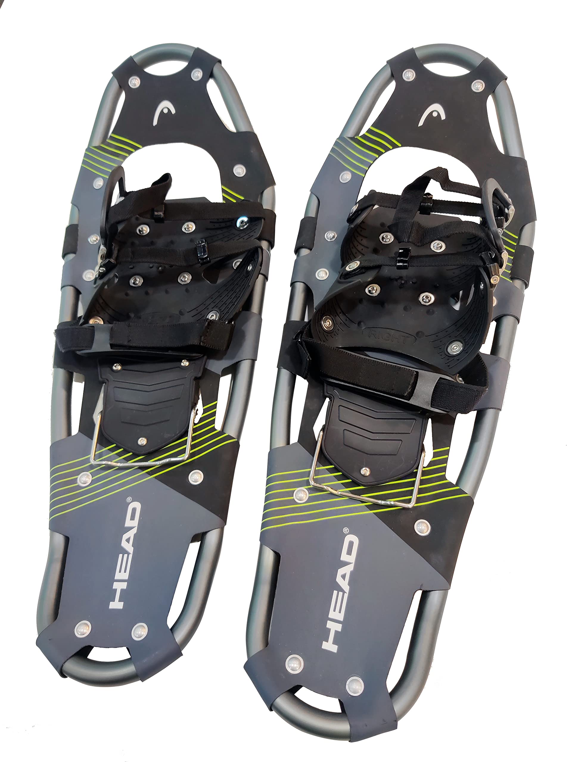 Racchette da Neve HEAD® in alluminio con decking idrorepellente in Hypalon e ramponcini in acciaio. Misura Unica 36-48 EU. Massima capacità di Carico 110 Kg. Con sacca per il trasporto. Nero-Giallo