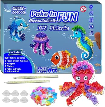 JRD&BS WINL Poke in Art Kit for Kids Ages 4-8 Creative DIY Craft Toy for 6 7 8 9 10 Old|Mess-Free Craft Great Gift for Boys & Girls Educational Toys for Children DIY Gifts Ocean Animal