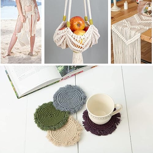 Miniatura 20 de NOANTA - Cuerda de macramé color marrón amarillento, 1/8 pulgadas (3 mm) x 109 yardas (100 metros), cuerda de algodón colorido para colgar