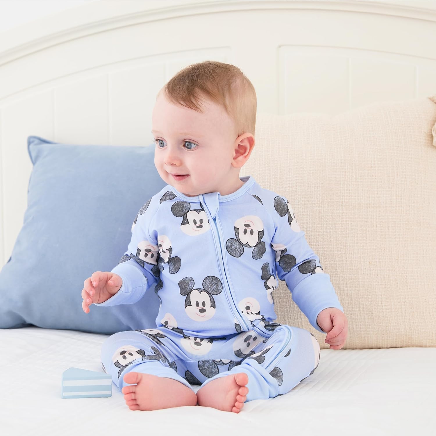 Disney Princess Ariel Belle Moana Mickey Minnie Baby Organic Cotton Footie Zipper Pajamas Newborn Infant Romper - Image 3