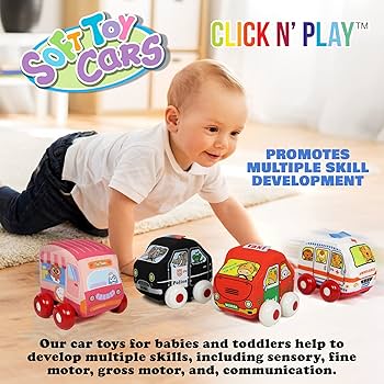 Amazon.co.jp: Click N' Play ぬいぐるみ車 - 4つのソフトカー
