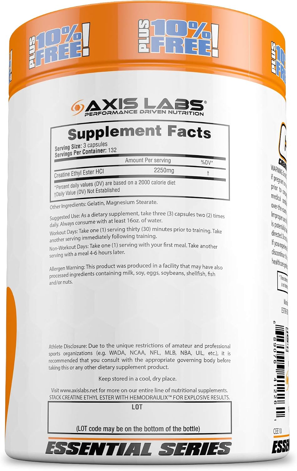 Axis Labs Creatine Ethyl Ester, Capsules, 396-Count