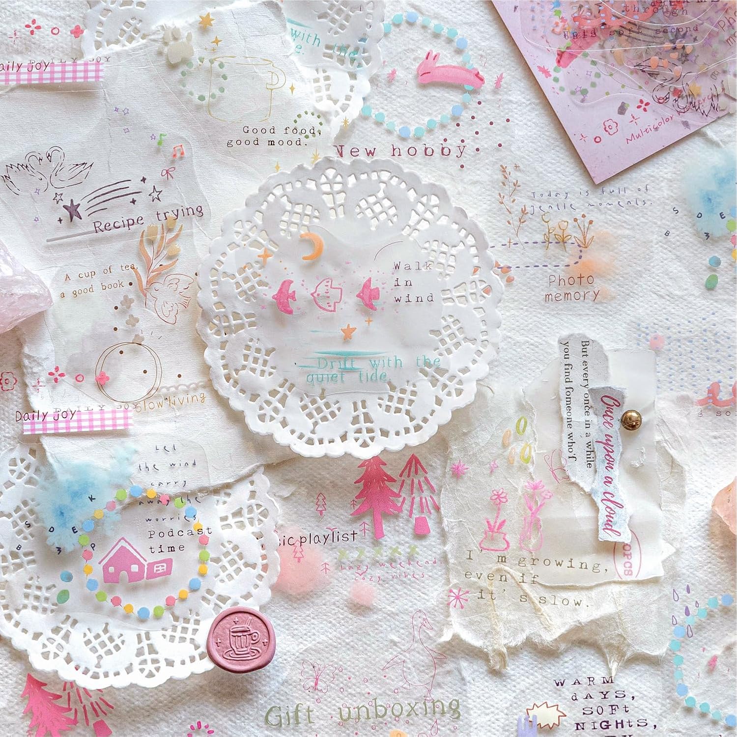 Alideco 120pcs Scrapbook Stickers Vintage English Letters Numbers Scrapbooking Junk Journal Embelishment Decoration Stickers (duoseshuicaipu) image 3