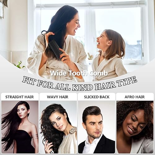 Miniatura 67 de Patelai Peine de dientes anchos, peine desenredante grande para cabello rizado, húmedo y seco, sin mango, accesorios desenredantes (ámbar)